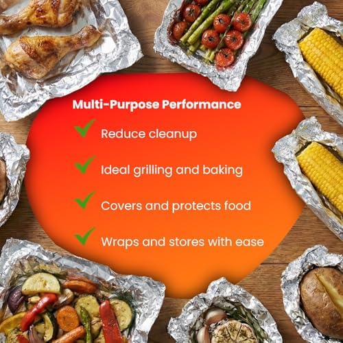 Aluminum Foil Sheets for Food - 200 Count Pre-Cut - 12” Pop Up Foil Sheets for Restaurant, Home, Sandwich or Hot Dog Tin Foil Disposable Sheets