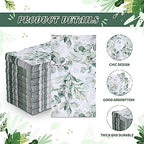 100Pcs Disposable Greenery Guest Napkins Paper Disposable Hand Towels Green Leaves Decorative Paper Dinner Hand Napkin for Bathroom Baby Shower Party Supplies Table Decor
