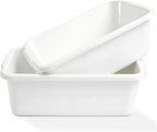 2 Pack Plastic Dish Pans, 12 Quarts White Rectangle Dishpan Basins, Large Capacity Wash Basin Tub with Handles for Kitchen Sink, Bathroom Washing, Soaking and Storage Supplies