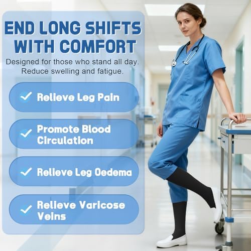 beister Medical Compression Tights for Women & Men, 15-20 mmHg Closed Toe Graduated Compression Pantyhose