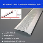 NeatiEase Threshold Ramps for Doorways, 48" Metal Floor Transition Strip Replacement, Aluminum Floor Reducer Molding for Carpet/Entry Door/Tile/Threshold/Wheelchair (Silver)