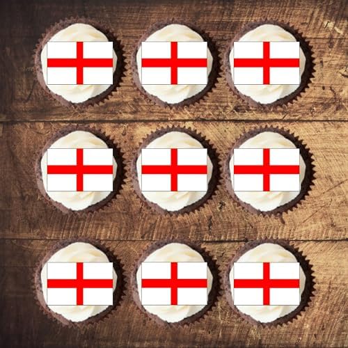 England Flag Edible Cupcake Toppers, Flags Of The World Cake Decorations, Eurovision Party Decorations, Football and Rugby Cake Decor 50 x 3cm / 1.18 Inch Wafer Card Toppers