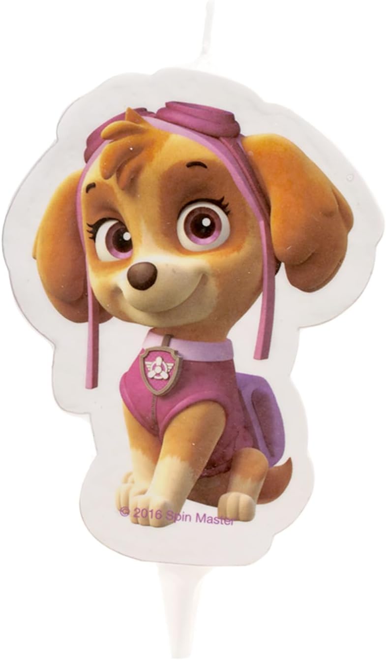 Dekora - 2D Skye Paw Patrol Candle, Pink, 8 x 8 x 12 cm, 346171
