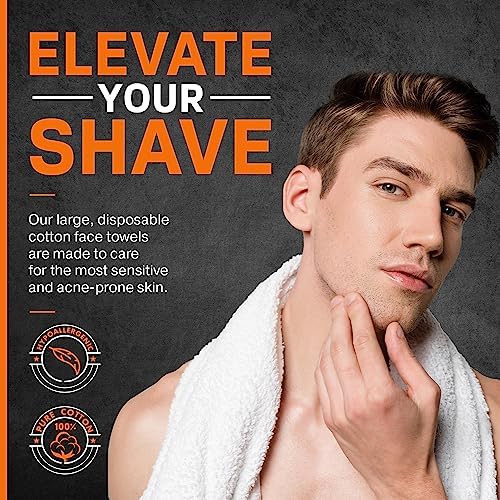 100% Cotton Shaving Towels for Men - 30 Ct, 12 x 10” - Super Soft Face Towel for Drying Face, Disposable Dry Wipes & Wash Cloths in One, Ideal Shaving Kit Accessory & Barber Supplies