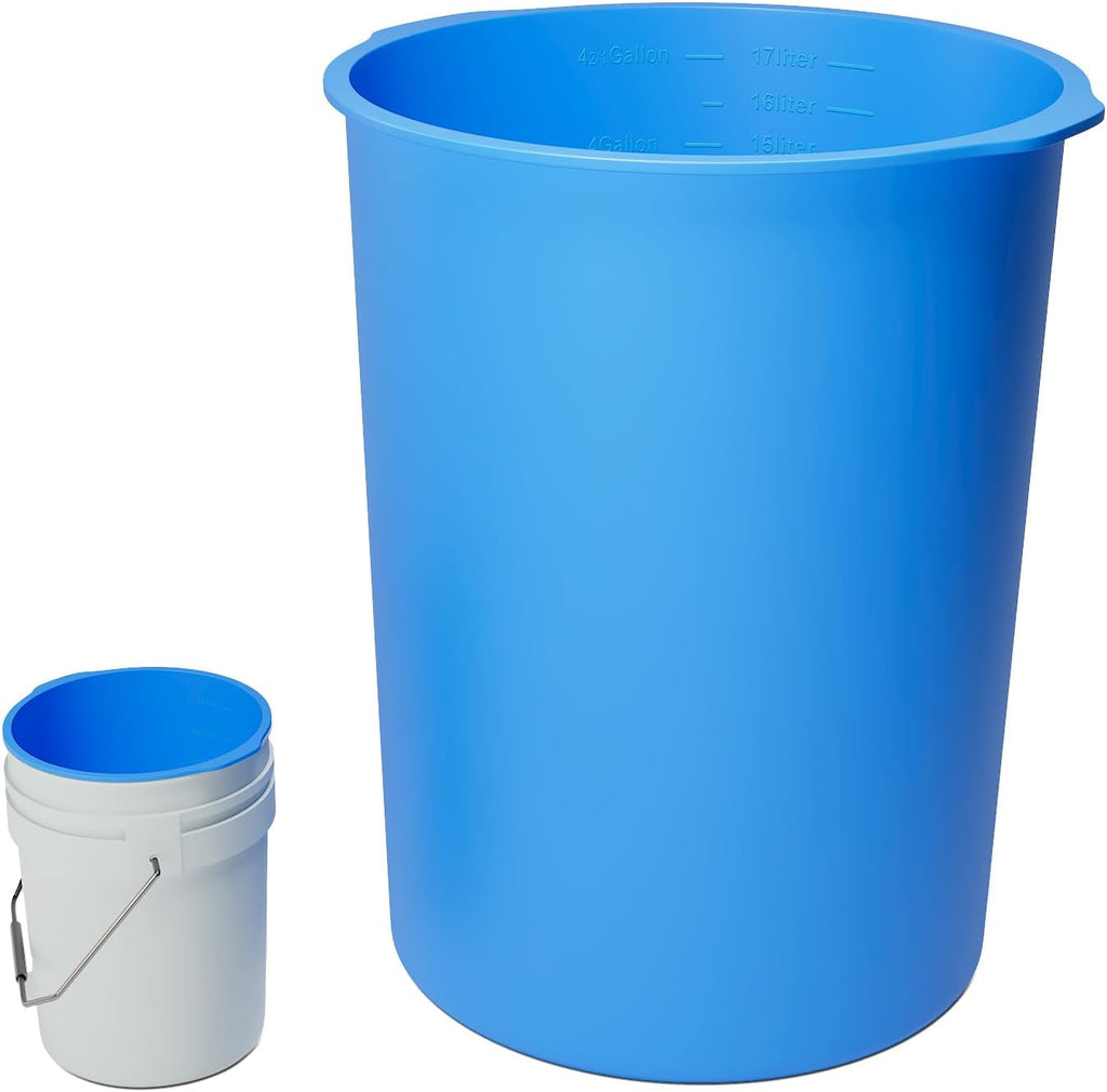 5 Gallon Bucket Liner Reusable Rubber Bucket Saver Liner for Concrete Mix Thinset Paint Mortar Grout Mud and Cement, with Graduated Measurements (Blue)