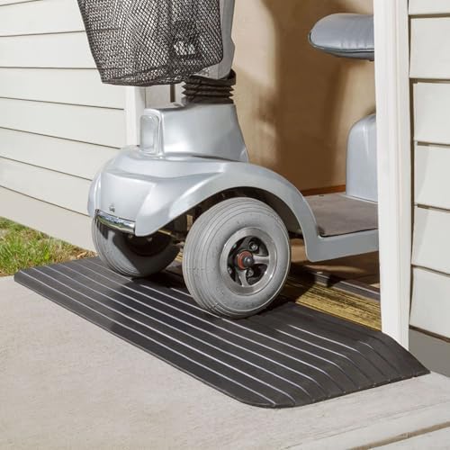 Silver Spring Solid Rubber Threshold Ramp 1-1/2" Rise 1,500 lb. Capacity for Wheelchairs and Power Scooters Indoor Outdoor Use