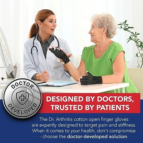 Doctor Developed Compression Gloves for Women and Men, Open-Finger Arthritis Gloves, Typing Gloves, Arthritis & Carpal Tunnel