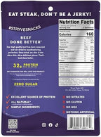 Stryve Protein Snacks - Better Than Jerky Steak - Grassfed Beef Biltong | 32g Protein, Sugar Free, Zero Carbs, Gluten Free, Dairy Free, Keto & Paleo Friendly | Original, Pack Of 4