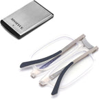 Missfive Premium Folding Foldable Reading Glasses for Men Women Blue Light Blocking, Super-Thin Portable Travel Pocket Readers with Durable Metal Case, Clear Frame, 3.0x
