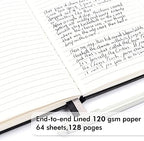 5 Pack Journal Notebook Bulk for School, Feela Hardcover Business Notebooks Classic Ruled Lined Journals with Pen Holder for Work Note Taking, with 5 Black Pens, 120 GSM, 5.1”x8.3”, A5, Black