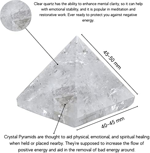 Amazing Gemstone Clear Quartz Pyramid Crystal Healing Stones - 2" Great Pyramid Figurine of Natural Stone Pyramid for Meditation, Reiki, Chakra Balancing and Crystal Pyramids Grid