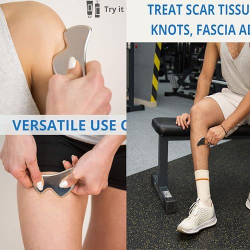 Professional Muscle Scraper Stainless Steel Gua Sha Massage Tool Set, 5-Piece with Case, Physical Therapy and Soft Tissue Mobilization Tool