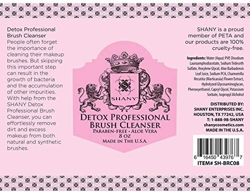 SHANY DETOX Professional Makeup Brush and Sponge Shampoo, Brush Cleanser, Removes dirt, Makeup from brushes and Sponges - Paraben Free, Vegan, Cruelty Free - Instant Dry - 8oz