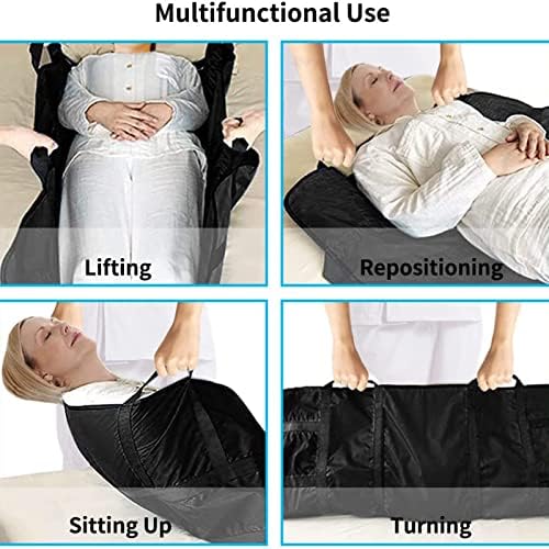 Positioning Bed Pad with Handles 48"×40" Black Transfer Board Slide Sheet Patient Transfer Board Elderly Lifting Devices Draw Sheets Sling Transfer Belt with Handles Reusable Gift