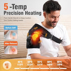 Cordless Shoulder Heating Pad with Detachable Remote, 5 Heat and 5 Vibration Heated Shoulder Wrap, Shoulder Brace Massager for Pain Relief, Warm Gifts for Women Men