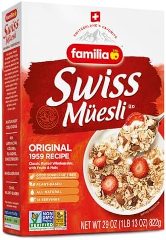 Familia Swiss Muesli Cereal, Original Recipe with Fruit and Nuts - Enjoy Hot, Cold or as Overnight Oats, 29 oz (Pack of 1)