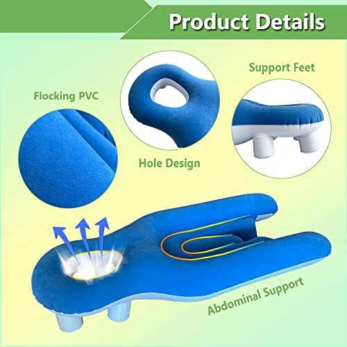 Face Down Pillow for Sleeping on Stomach, Prone Pillow After Eye Surgery for Vitrectomy Retina Recovery Lying Pillow, Donut Pillow for Head, Post Eye Surgery Inflatable Prone Cushion Pillow (Blue)