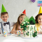38 PCS Balls Cake Toppers Palm Leaves Cake Decorations for Birthday Wedding Baby Shower Party Supplies (Green)