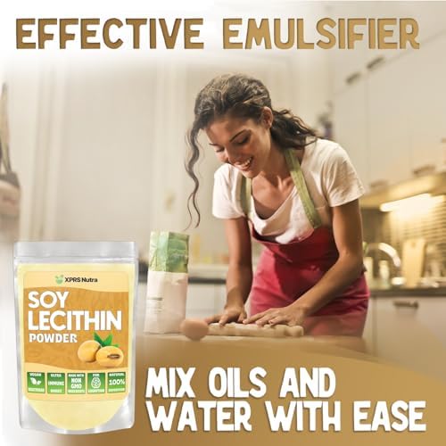 XPRS Nutra Soy Lecithin Powder Food Grade Fat Emulsifier - Suitable for Cooking, Baking and More - Vegan Friendly Soy Lecithin Powder Cooking Aid (4 Ounce)