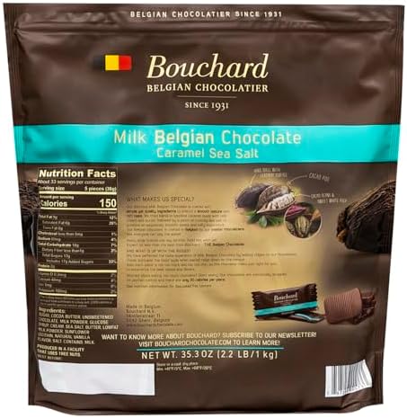 Bouchard Belgian Milk Chocolate Caramel Sea Salt Napolitains 35.3 OZ (2.2 LB/1KG)