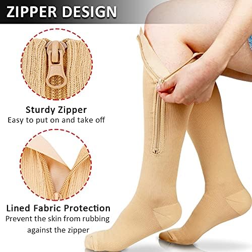 Ailaka Medical 15-20 mmHg Zipper Compression Socks Women Men