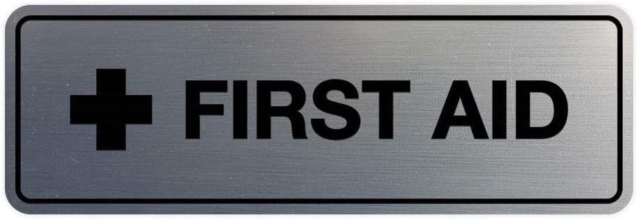 Signs ByLITA Standard First Aid Sign (Brushed Silver) - Small