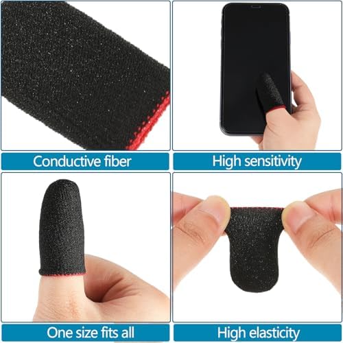 Jiuguva 120 Pcs Finger Sleeve for Gaming Anti Sweat Game Controller Thumb Sleeve Breathable Finger Covers Touchscreen Gaming Gloves for Mobile Phone Game, 4 Designs(Colorful)
