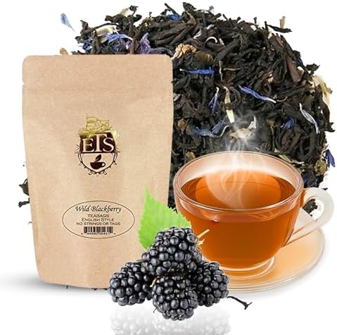 Wild Blackberry Flavored Black Tea Bags - 25 Count, Premium Loose Leaf Style Pyramid Tea Bags, Sweet & Piquant, Medium Caffeine, Kosher Vegan