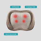 Homedics Shiatsu Back Massager with Heat, 3D Deep Tissue Massage Pillow for Neck & Shoulders, Electric Kneading Lumbar Massager Cushion for Upper & Lower Back Pain Relief, Portable Home Office Travel
