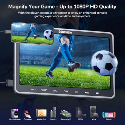 GOnavidio 10.1" Dual Car DVD Players for Kids with HDMI Input 2 Headphones Mounting Bracket, Play Same/Different Movies, Last Memory, Region Free, USB SD, Dual Speakers, No Battery(2 DVD Players)