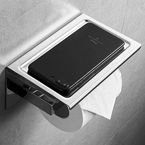 Toilet Paper Holder Roll Holder,Toilet Roll Holder with Phone Self,Stainless Steel Toilet Paper Holder,Bathroom Lavatory Paper Towel Dispenser/Brushed Finish Silver