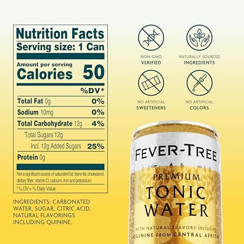 Fever-Tree Tonic Water – Premium Mixer for Cocktails and Mocktails, 24 x 5.1 Cans – Naturally Sourced, Non-GMO