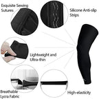 Kuangmi Full Leg Compression Sleeves Knee Braces Pain Relief for Cycling Running Marathon Basketball 1 Pair (Black, L)