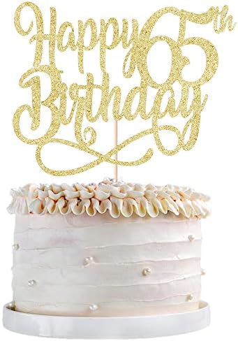 Gold Glitter Happy 65th Birthday Cake Topper,Cheers to 65 Years,happy 65th Birthday Cake Topper,65th Anniversary Cake Topper， men and women 65 years old happy birthday Party Decoration