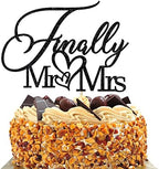 Finally Mr & Mrs Cake Topper,Wedding Anniversary Bridal Shower Party Decorations,Romantic Wedding Party Decorative Cake Toppers (black)