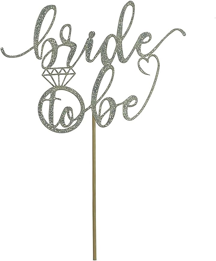 Silver Glitter Bride to Be Cake Topper for Bridal Shower Wedding Shower Engagement Bachelorette Hen Party Decorations