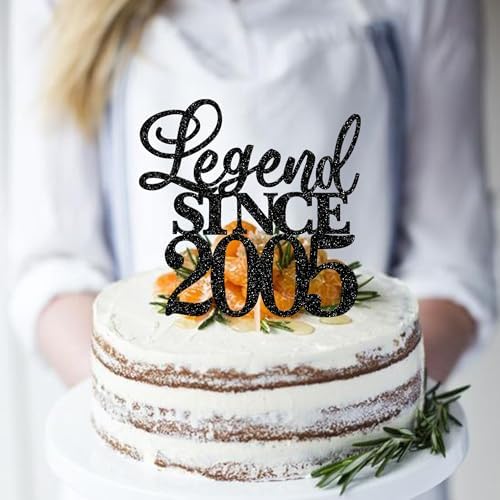 Rsstarxi 1 Pack Legend Since 2005 Cake Topper Glitter Happy 21st Birthday Cake Topper Cheers to 21 Years Cake Decoration for Happy 21st Birthday Wedding Anniversary Party Cake Decorations Black