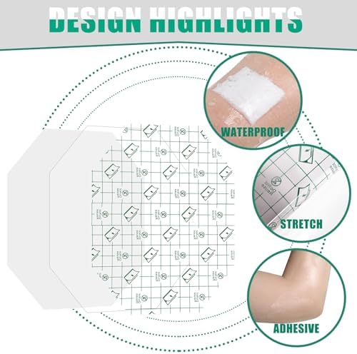60 Pieces Transparent Stretch Adhesive Bandage Waterproof Wound Bandages Shower Waterproof Patch Clear Adhesive Bandages Protective Transparent Film for Swimming Showering (6 x 7 Inches)