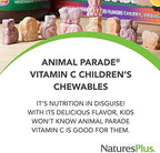 NaturesPlus Animal Parade Vitamin C Children's Chewable - Natural Orange Juice Flavor - 90 Animal-Shaped Tablets - Vegan, Vegetarian, Gluten Free - 45 Servings
