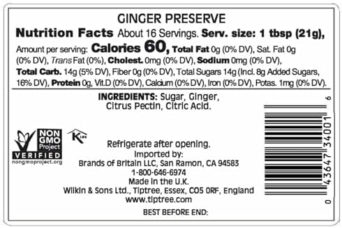 Tiptree Ginger Preserve, 12 Ounce Jar