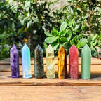 1.6"-2" Natural Crystal Tower Point Wand Obelisk 6 Faceted Crystals Point Chakra Stone Kit Home Decor Reiki Healing Gift (Lapis Lazuli)