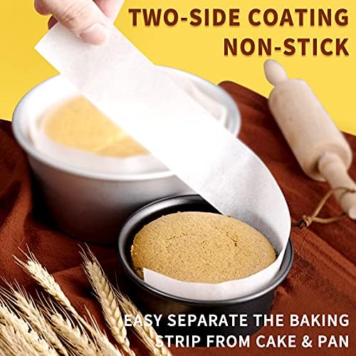 Non-stick Cake Pan Side Liner - Parchment Paper Strips for Cake Pan Circles, Bakeware Sheet Tray, Springform Pan, 2.75in x 164ft Pre-cut Baking Paper Roll, Oven & Microwave Safe