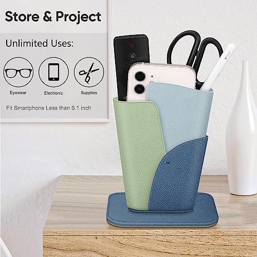 Fintie Eyeglasses Holder - Anti-scratch Premium Vegan Leather Glasses Stand Case for Desk or Nightstand, Ocean Blue