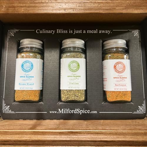 Milford Spice Company Spice Gift Set 3 Shaker Blends, Salt & Sugar Free All Natural Seasonings, BBQ, Italian Herb & House Blend, No MSG, Gluten-Free, Preservative-Free, Gourmet Gift for Healthy Cooking