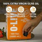 O-Live & Co. Extra Virgin Olive Oil - Bag-in-Box - 5L 169FlOz -Bulk - First Cold Pressed - Estate Grown and Bottled - Perfect for Salad Dressings, Marinades, Sauteing, Stir Frying, & Baking - NON-GMO - Kosher - Gluten Free