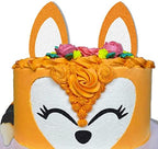 Fox Cake Topper Fox Ears Set Cake Decorations for Birthday Party (Orange)