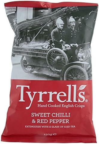 Tyrrells Hand Cooked English Crisps - Sweet Chilli & Red Pepper (150g) - Pack of 6