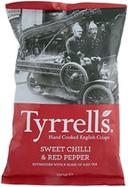 Tyrrells Hand Cooked English Crisps - Sweet Chilli & Red Pepper (150g) - Pack of 6