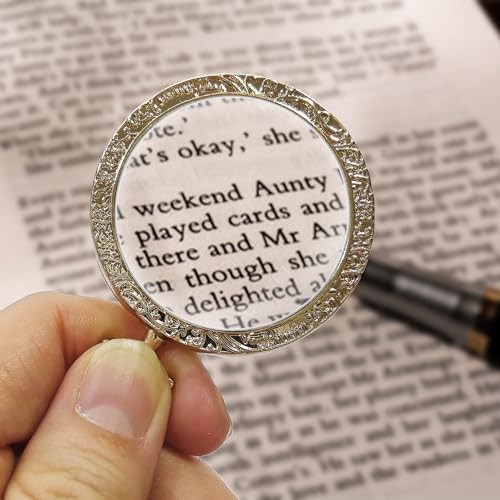 YYHSND 10X Magnifying Glass Necklace Magnifier Necklace Pendant Optical Magnifier with Chain Necklace for Library, Reading, Zooming and Jewelry (Pure Gold)