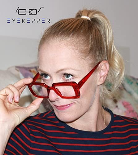 Eyekepper Square Reading Glasses for Women Large Frame Readers